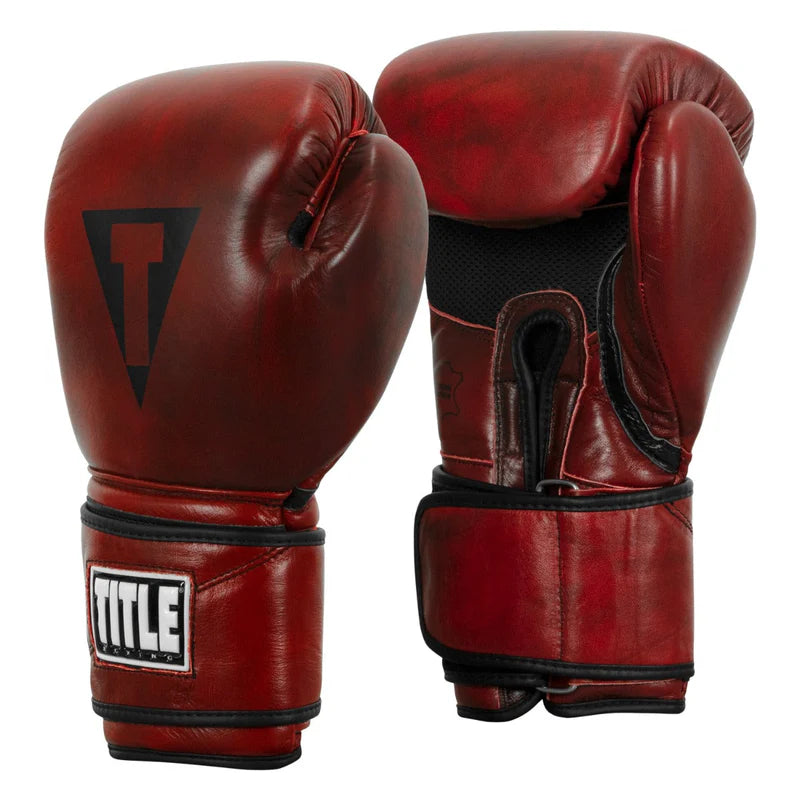 TITLE Guantes de Box Blood Red de Piel Cierre de Velcro