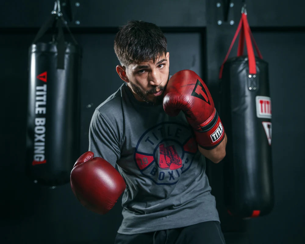 TITLE Guantes de Box Blood Red de Piel Cierre de Velcro