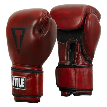 TITLE Guantes de Box Blood Red de Piel Cierre de Velcro