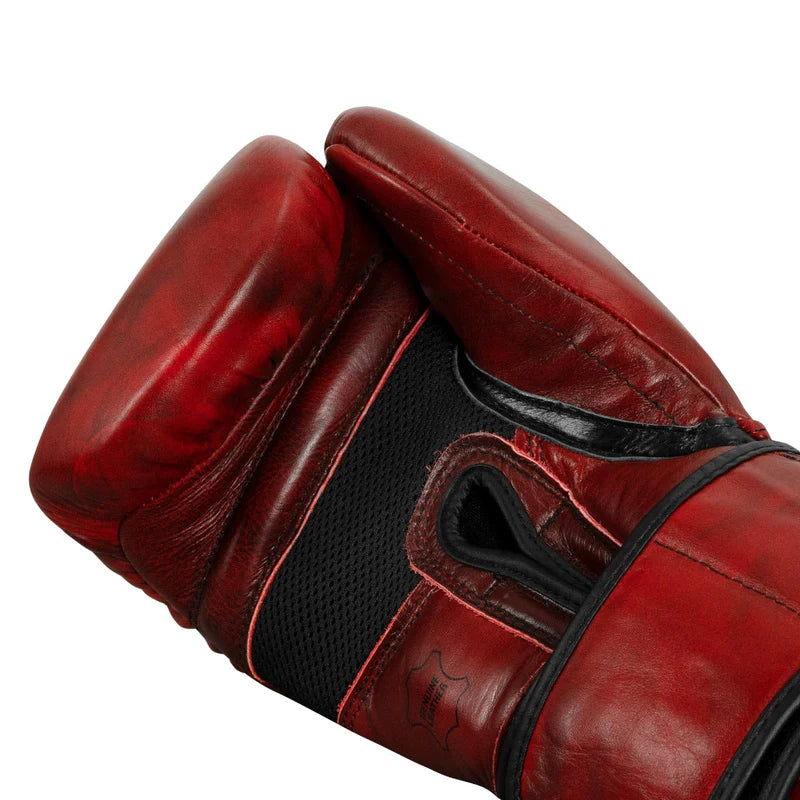 TITLE Guantes de Box Blood Red de Piel Cierre de Velcro
